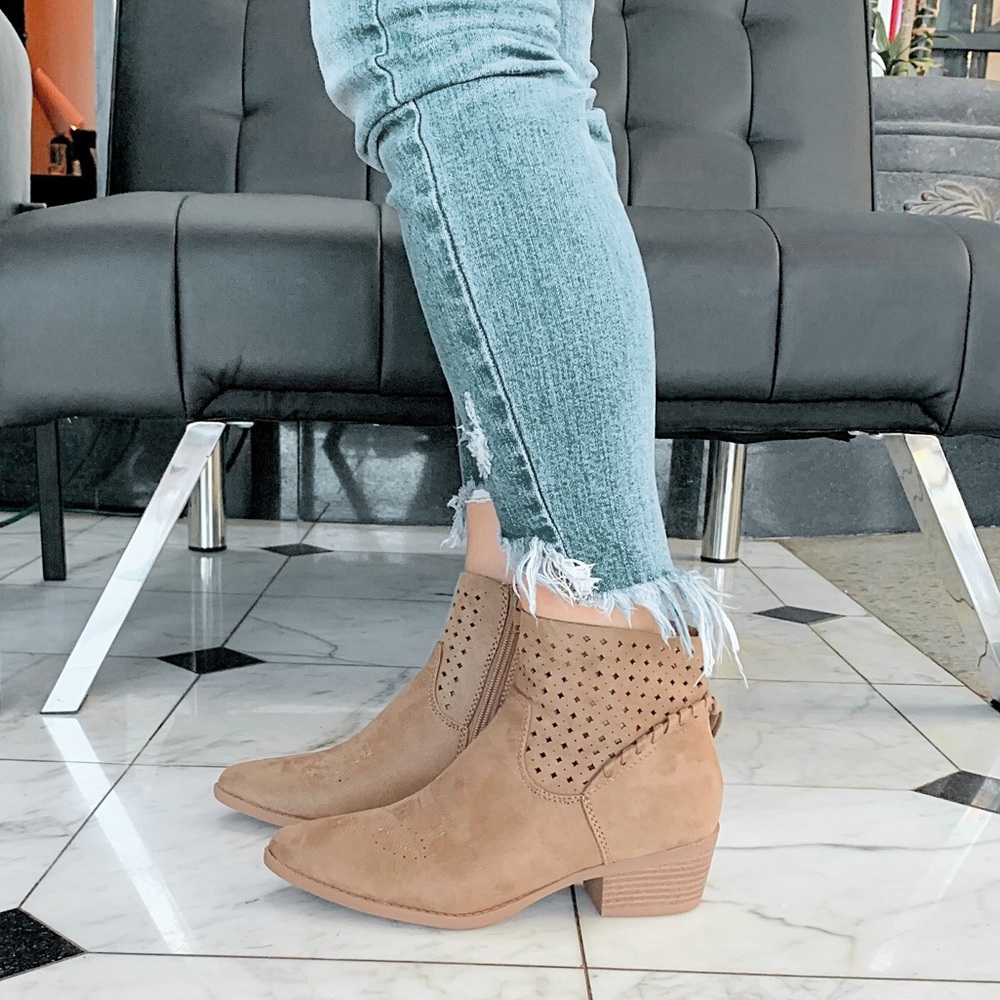 Taupe Braided Tassel Details bootie boots - Picture 4 of 8